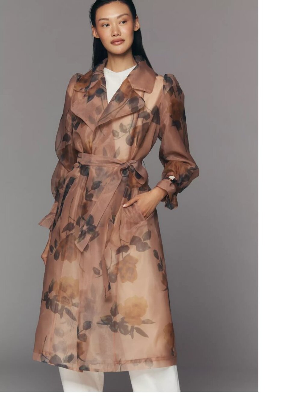 Anthropologie NVLT Organza floral Trench Coat XL new with tag